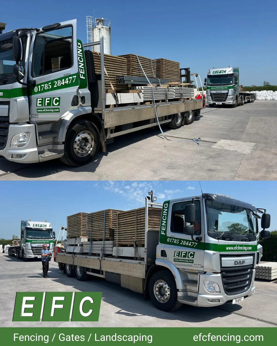 EFC Fencing lorries loaded for delivery